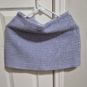 Zara Chic Light Gray Tweed Mini Skirt